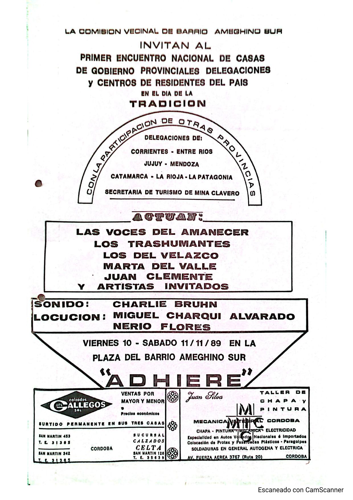Folleto oficial del Primer Encuentro Nacional — 1989